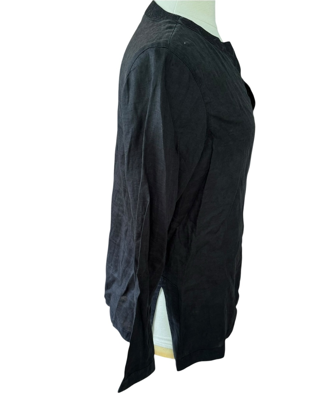 Lauren Ralph Lauren Black Linen Tunic Top Sz Medium Breathable Lagenlook Boho - Picture 2 of 5